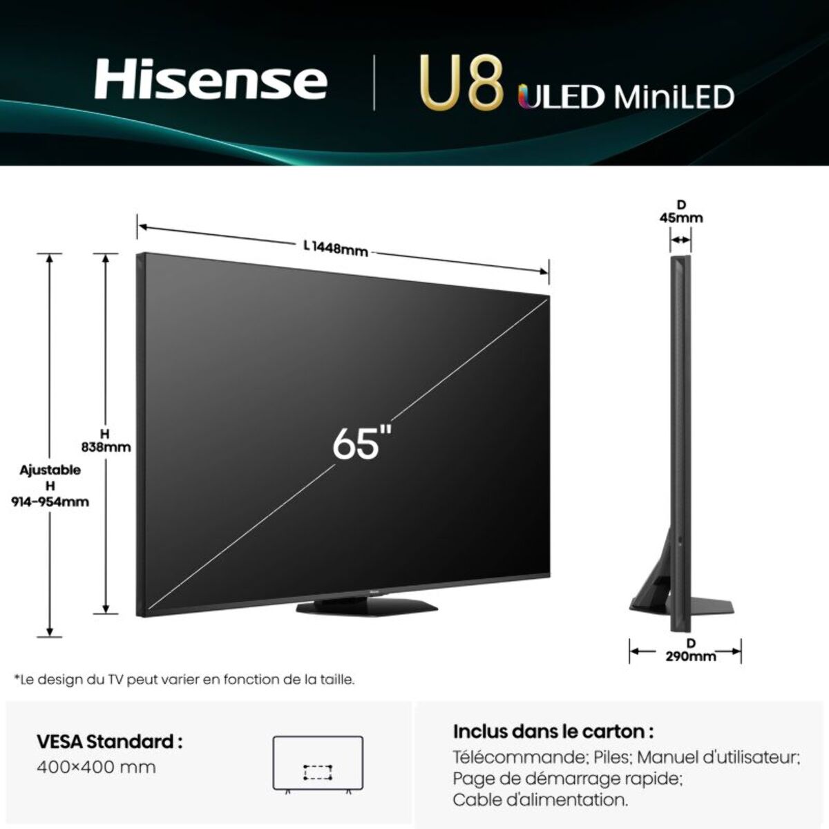 TV Mini Led HISENSE 65U8Q 2025 (164cm)