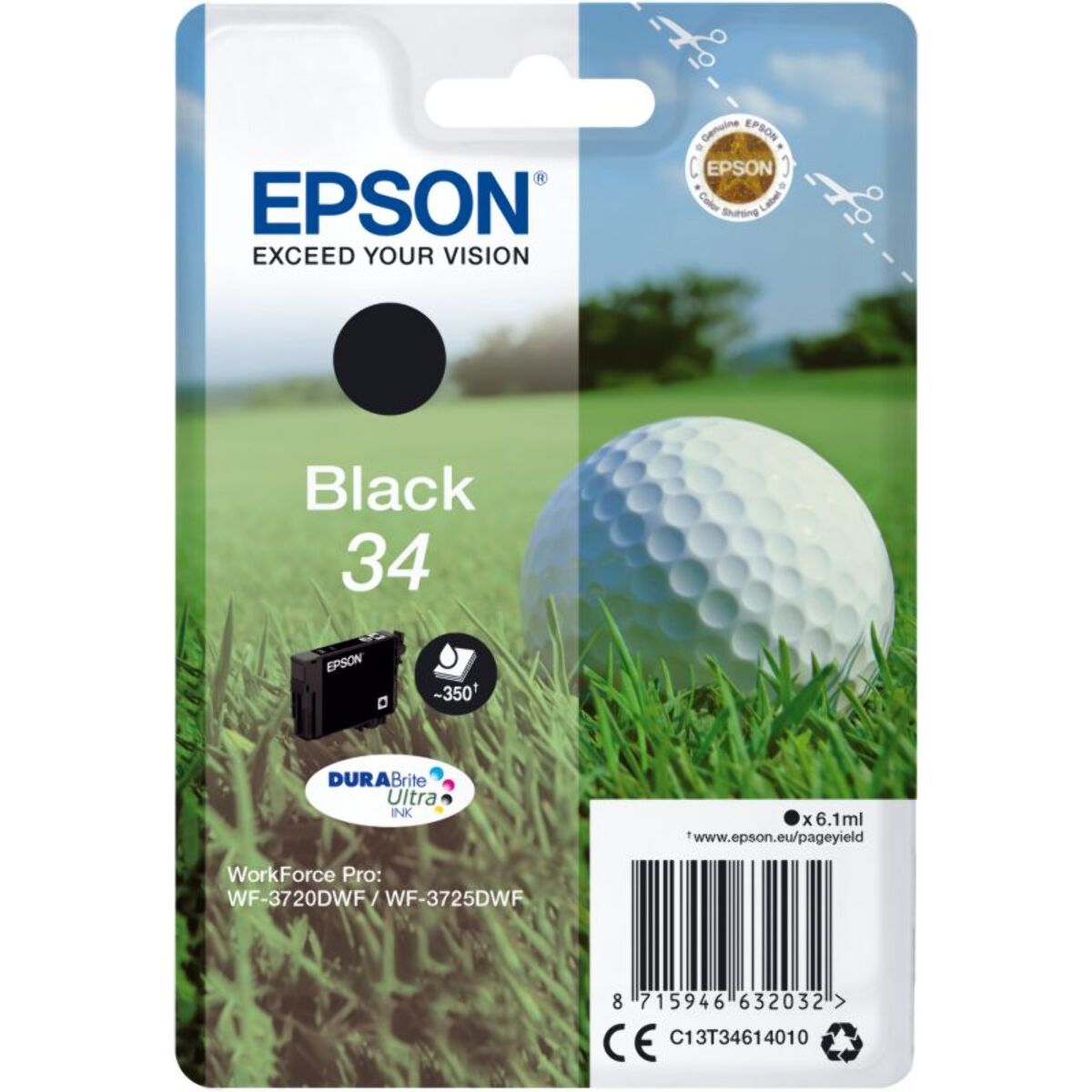 Cartouche d'encre EPSON Originale T3461 Noire Série Balle de golf - C13T34614010