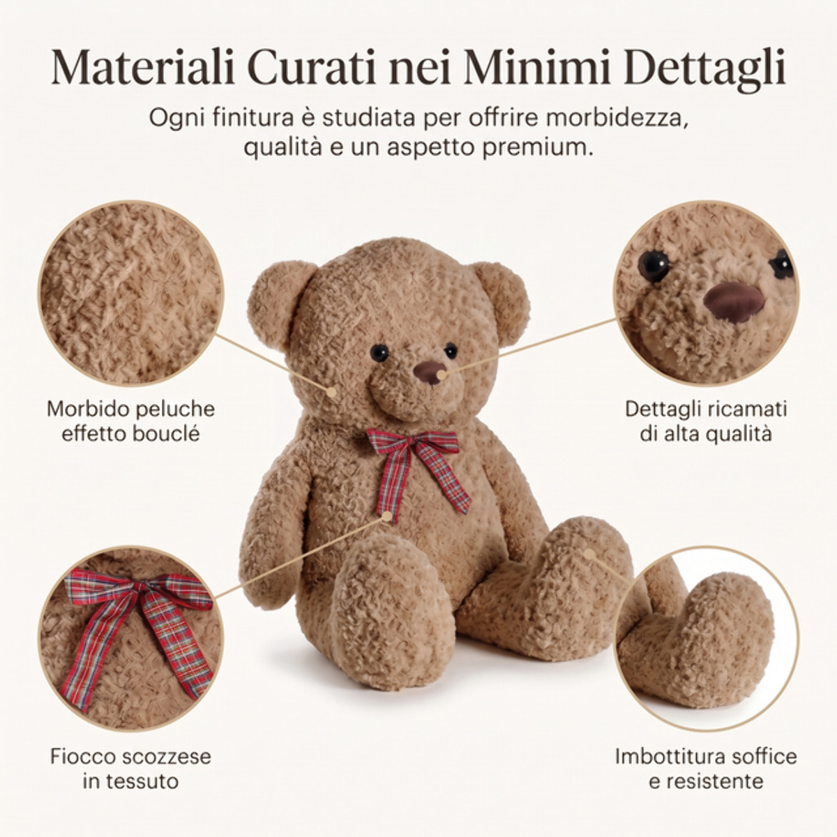 Orso di peluche gigante in poliestere - BEIGE