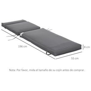 Outsunny Pack 2 Cojines para Tumbona 196x55x8 cm Colchoneta para Tumbona Acolchado Colchón para Silla de Jardín Terraza Balcón Gris