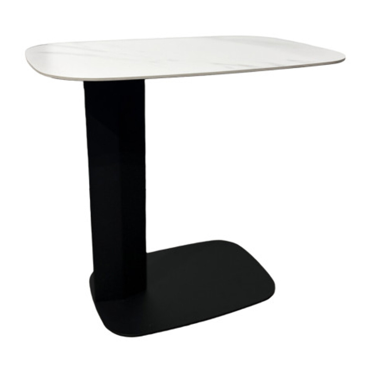 Bout de canapé en céramique blanc effet marbre H. 55 cm - LEVIN