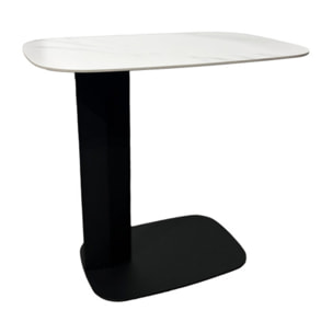 Bout de canapé en céramique blanc effet marbre H. 55 cm - LEVIN