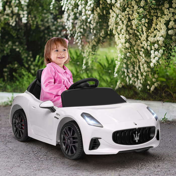 Voiture électrique enfant licence officielle Maserati Gran Turismo Folgore télécommande nombreux effets blanc