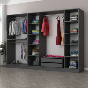 Dressing avec étagères et penderie - 15 espaces de stockage - 270 x 210 x 52 cm YAGETA