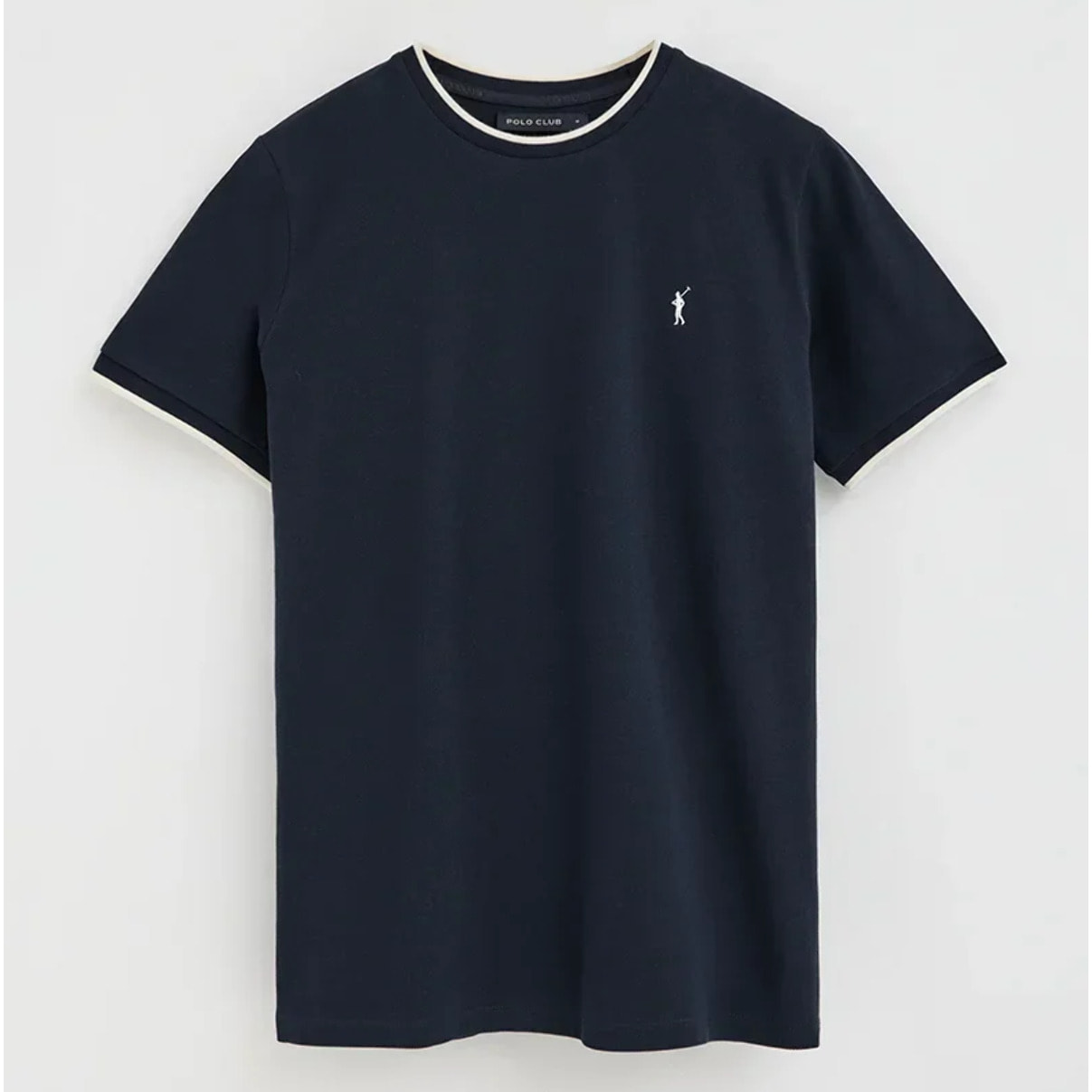 Maglietta blu marino in tessuto piquet con logo Rigby Go