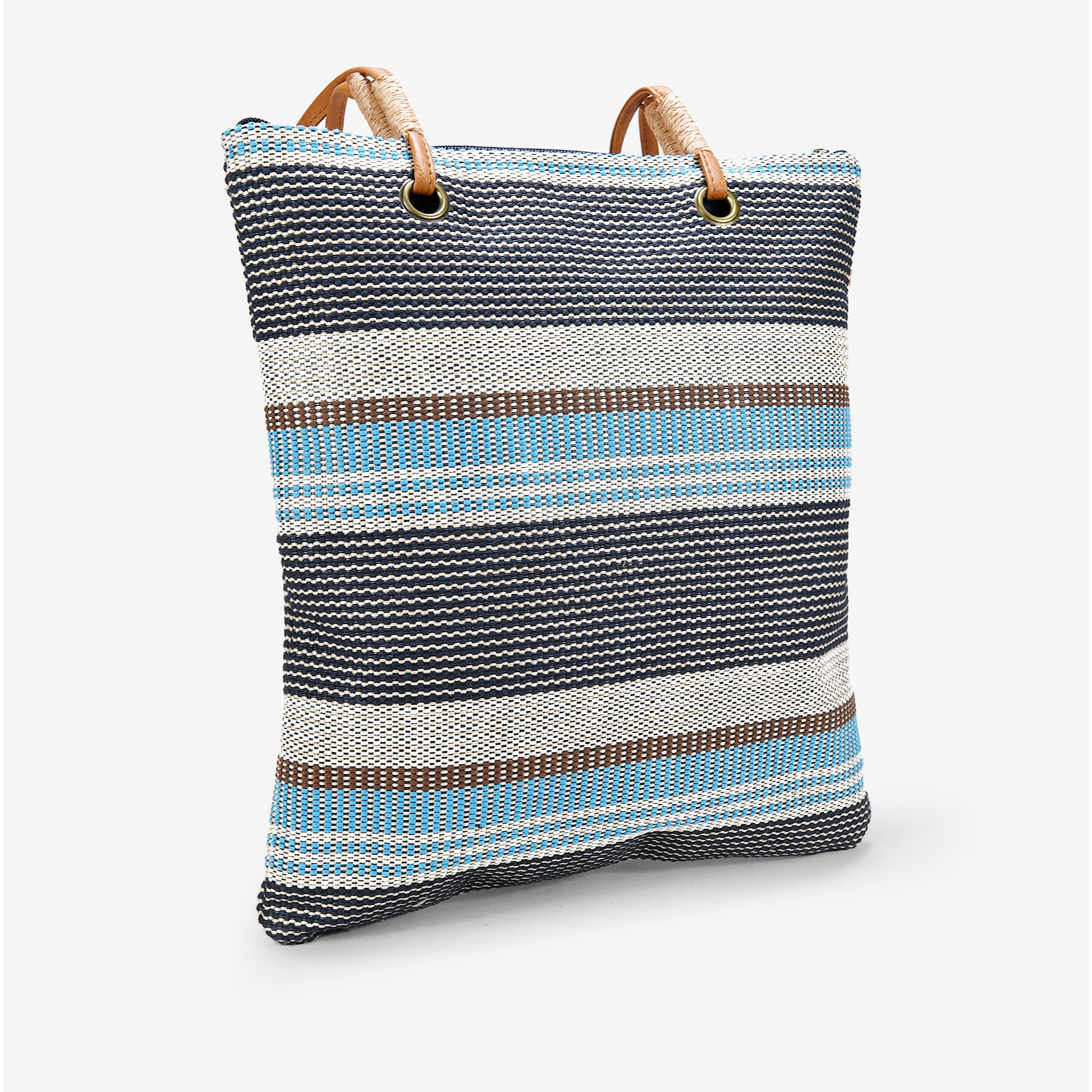 Bolso de playa tipo shopper azul en rafia