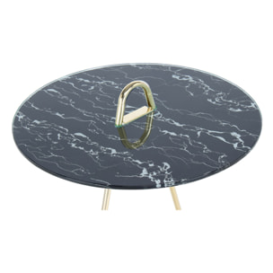 Tavolino di design Pendulum in oro e vetro effetto marmo nero