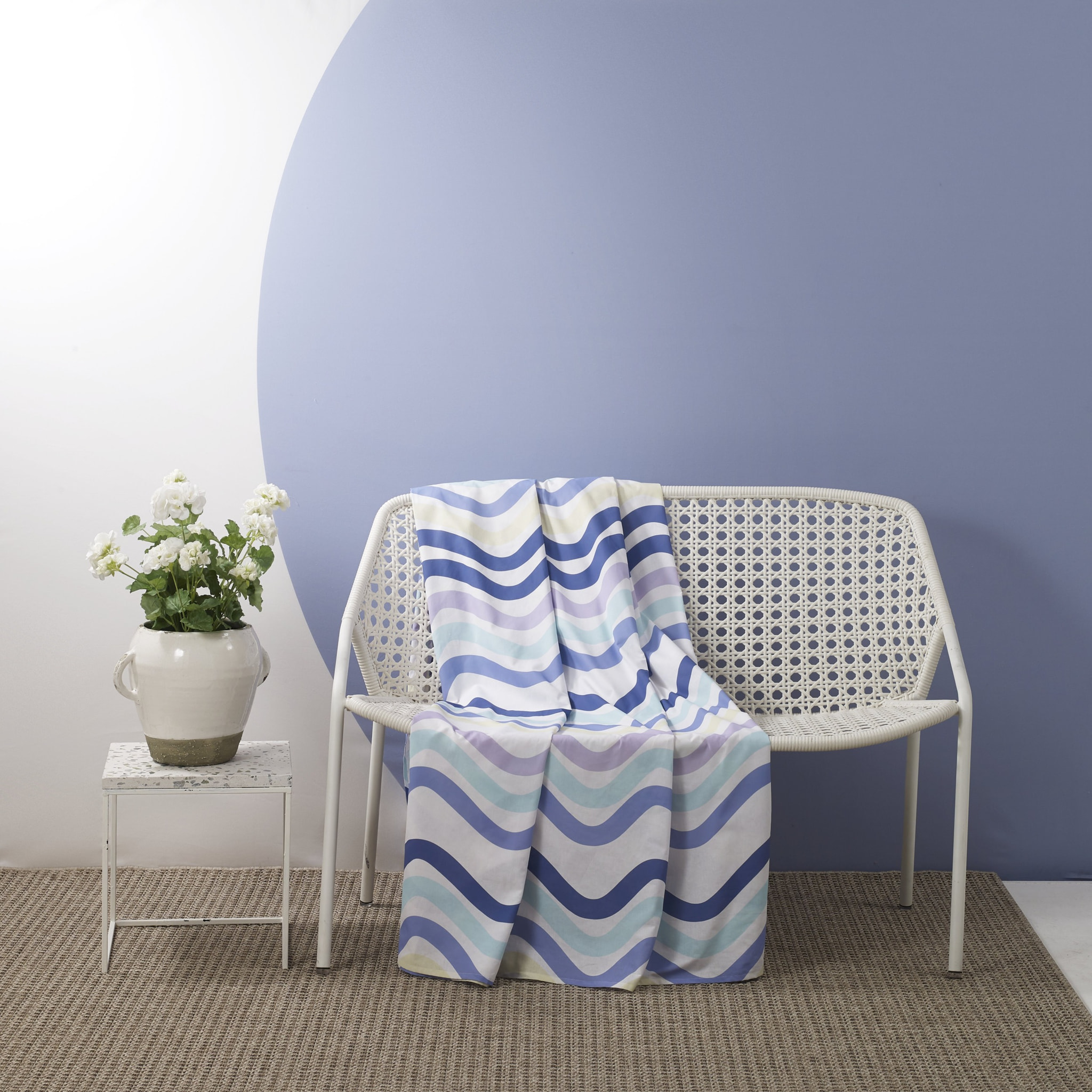 BASSETTI Telo Arredo/Multiuso Frizzy 270x270 in 100% Cotone_Blu