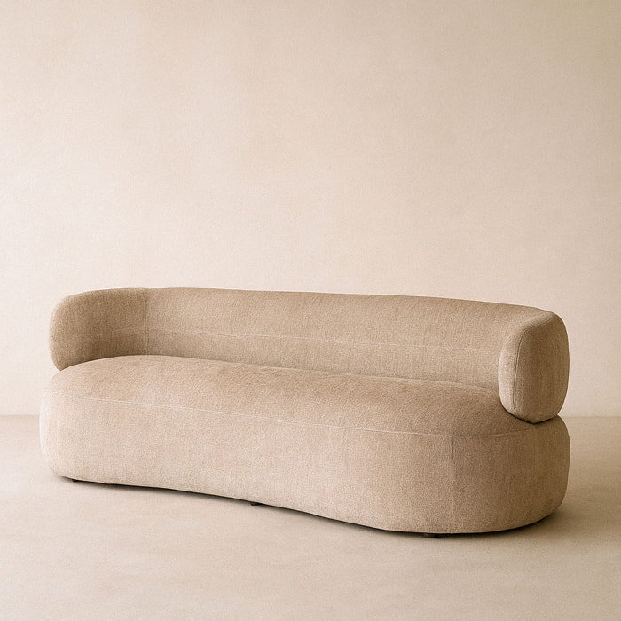 Canapé en velours texturé beige 2 places GLOVE