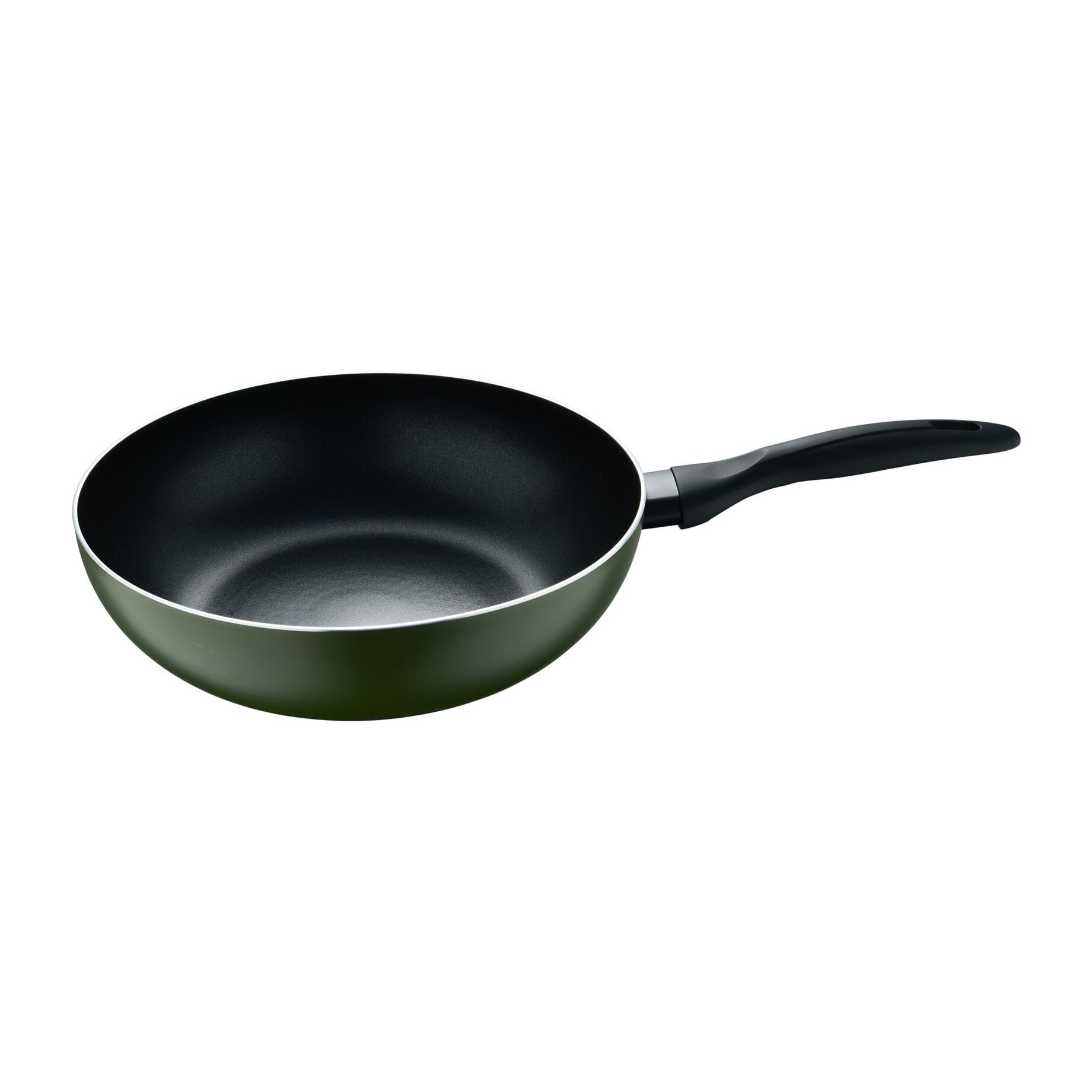 Wok ø28x7,5 cm en aluminio prensado verde, antiadherente y ligera para cocina diaria expert san ignacio