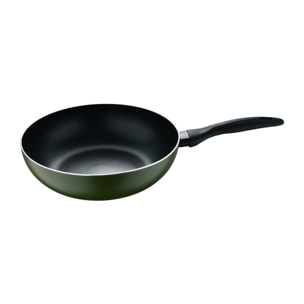 Wok ø28x7,5 cm en aluminio prensado verde, antiadherente y ligera para cocina diaria expert san ignacio