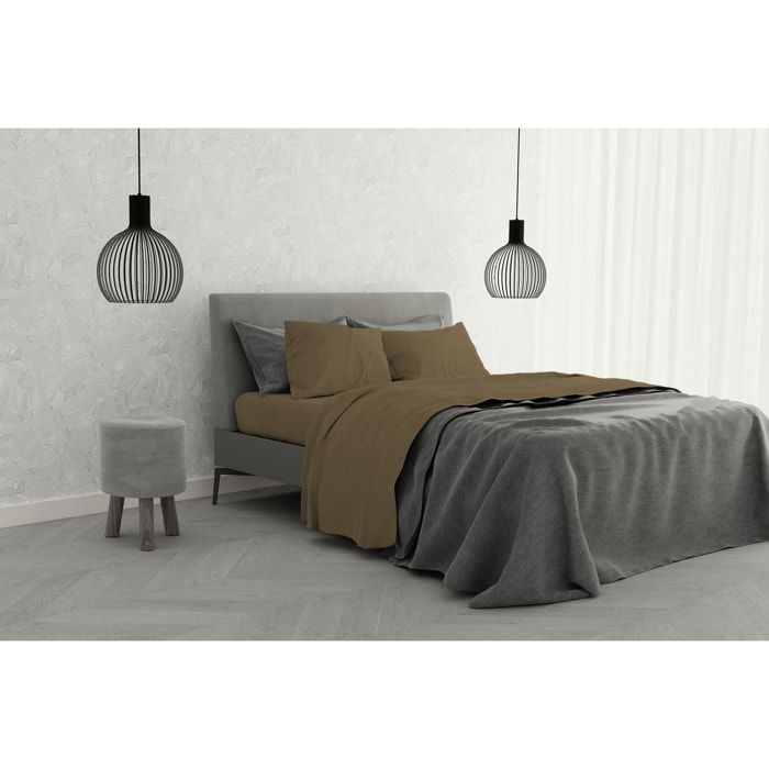 COMPLETO LETTO ELEGANT MADE IN ITALY MICROFIBRA - NOCCIOLA MATRIMONIALE