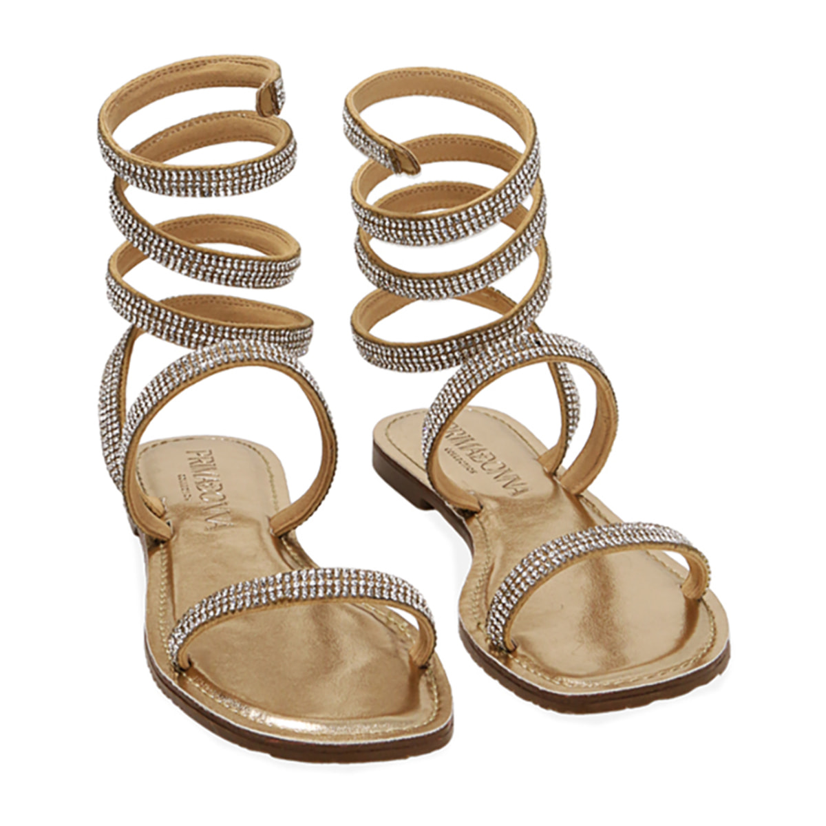Sandalias doradas con pedrería