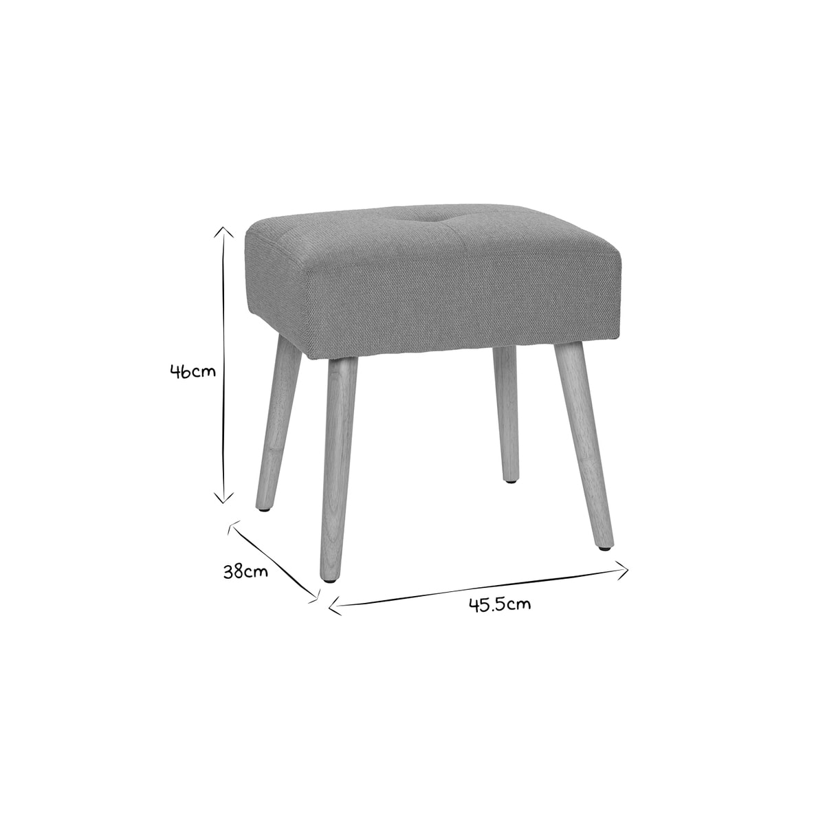 Tabouret bas en tissu effet velours texturé vert céladon et bois clair massif H46 cm GUESTA