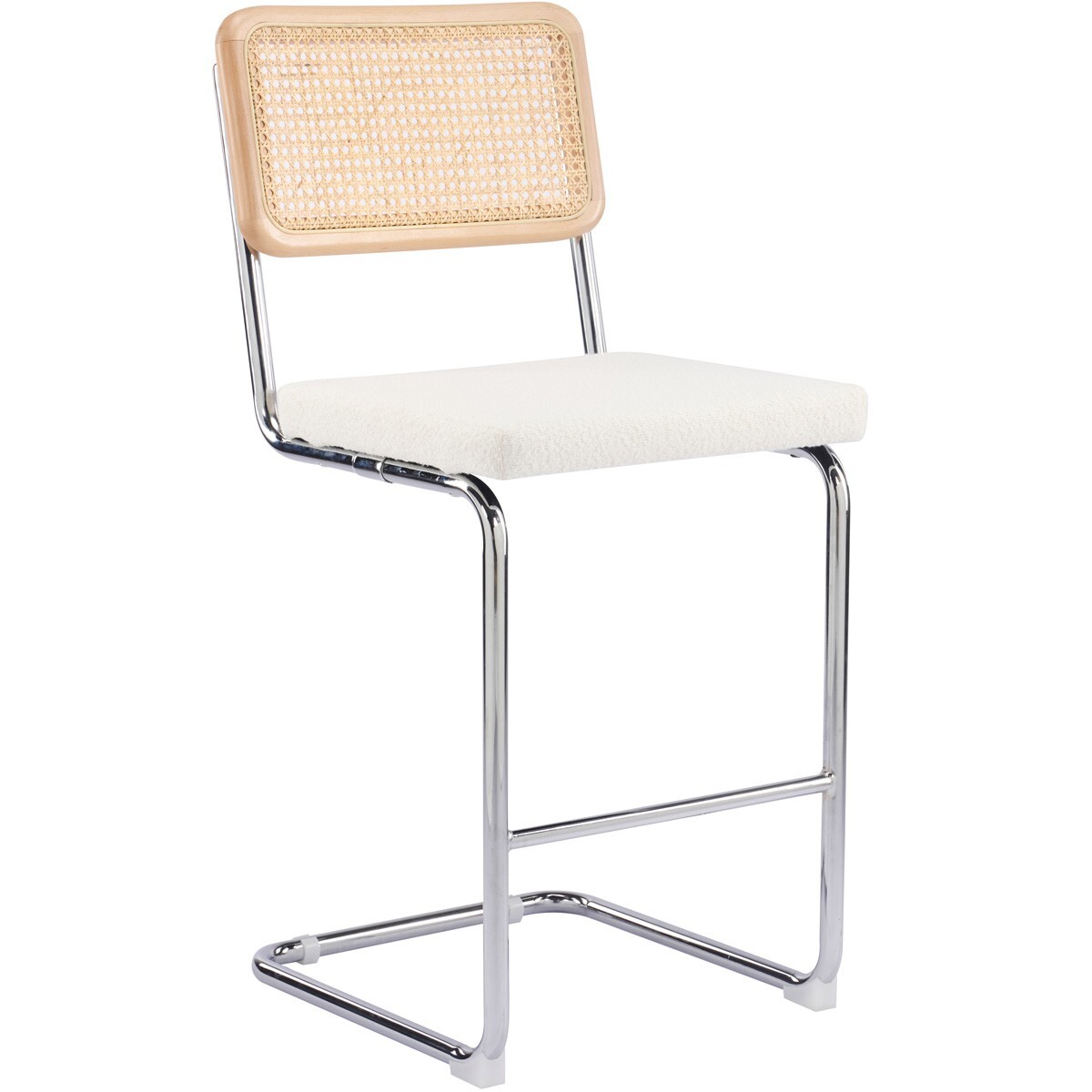 Lot de 2 tabourets de bar en cannage et tissu bouclé - MUSE