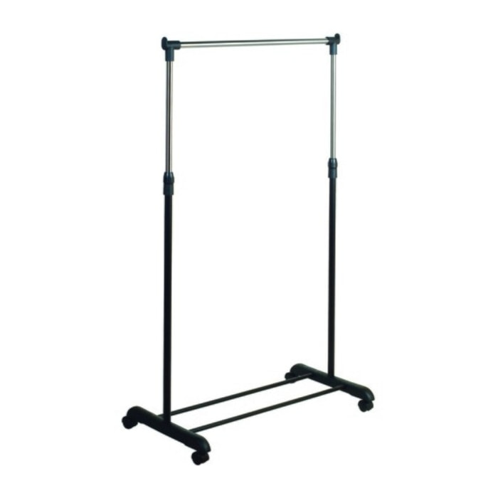 Portant à  vêtements à  roulettes en Inox 101-170cm Noir - Hauteur ajustable MSV