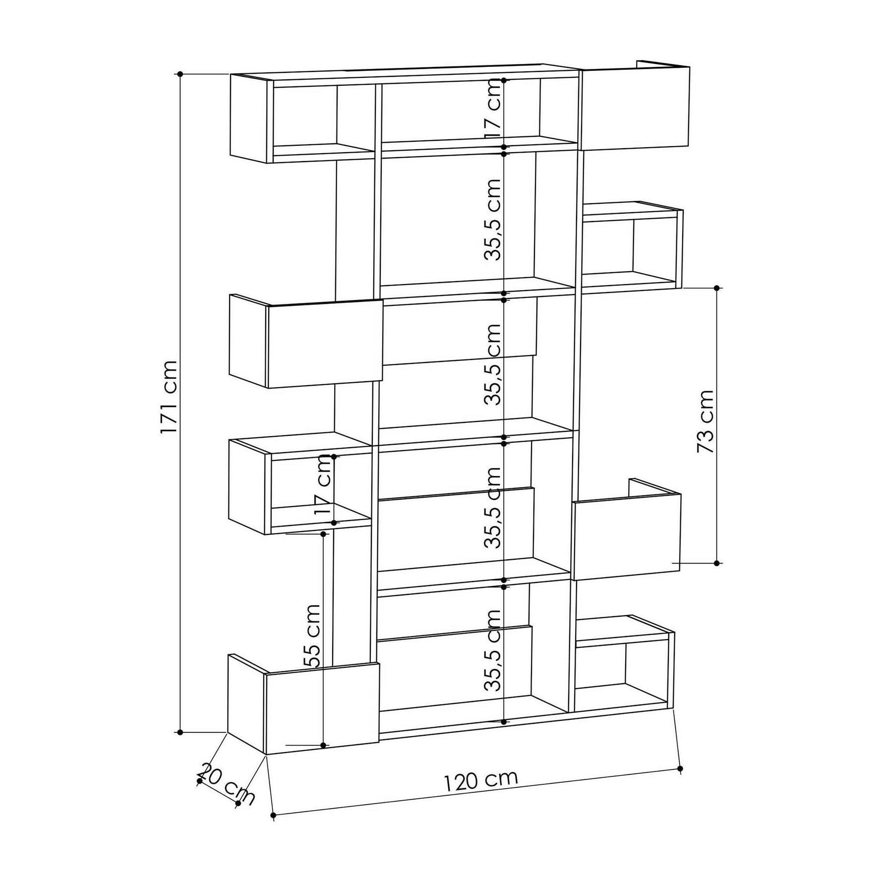 Libreria Dpiron, Scaffale da ufficio, Mobile portalibri, Biblioteca, 120x20h171 cm, Quercia e Antracite