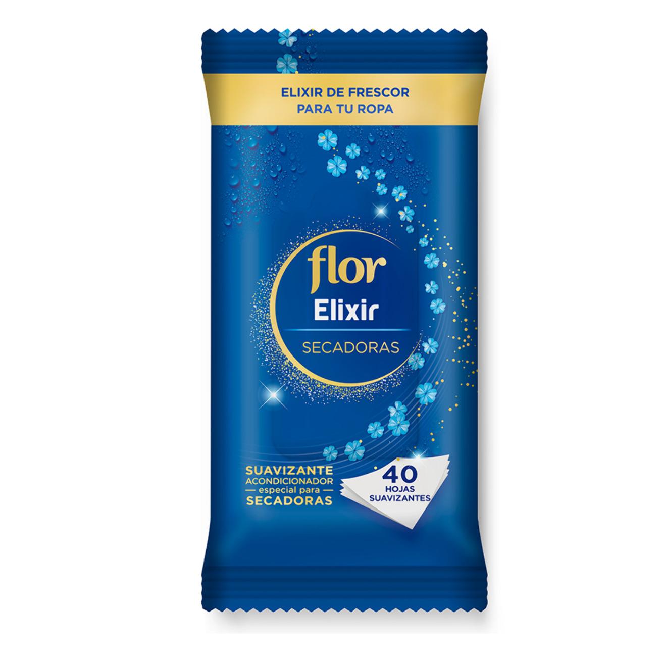 PACK 2 FLOR ELIXIR SECADORAS - SUAVIZANTE ACONDICIONADOR ESPECIAL PARA SECADORA - 80 HOJAS