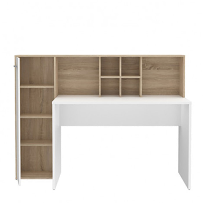 Bureau en bois avec rangement intégré réversible - 2 coloris - ERIC