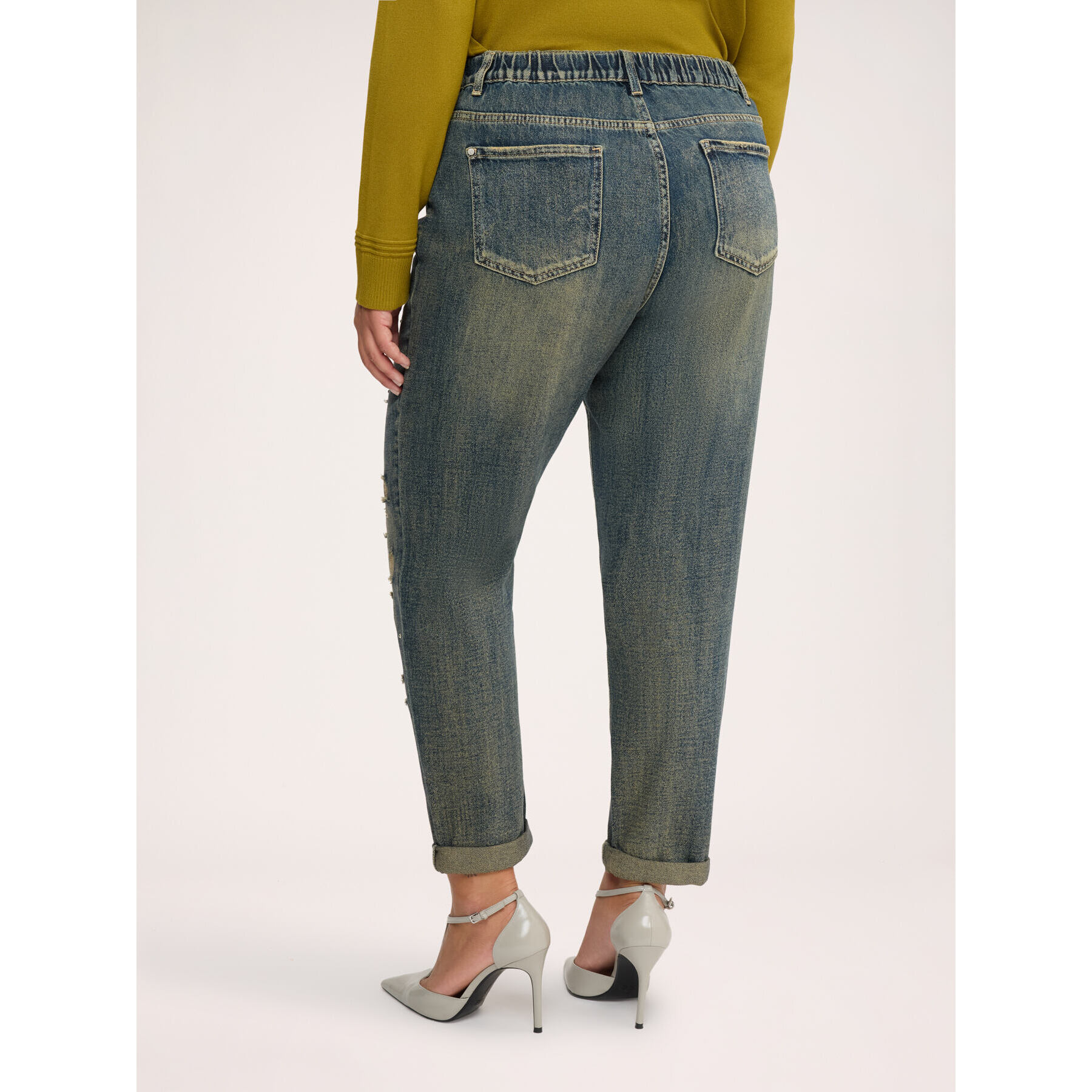 Fiorella Rubino - Jeans Barrel efecto stone washed - Azul