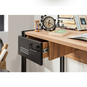 Scrivania Grimilde, Scrittoio multiuso, Tavolo per ufficio porta PC, Piano di lavoro, 139x60h75 cm, Quercia e Nero