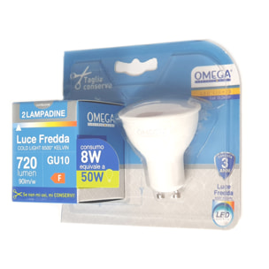 OMEGA Set 6 pezzi faretto led gu10 8w 720lm 6500k GU10