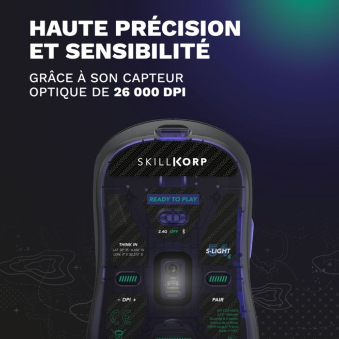 Souris Gamer Sans Fil SKILLKORP M20 Noir Ultimate 1K