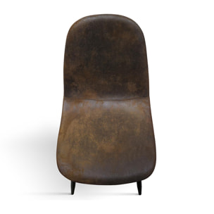 Set di 4 sedie VALLETTA in ecopelle scamosciato finitura castagna e gambe in metallo nero