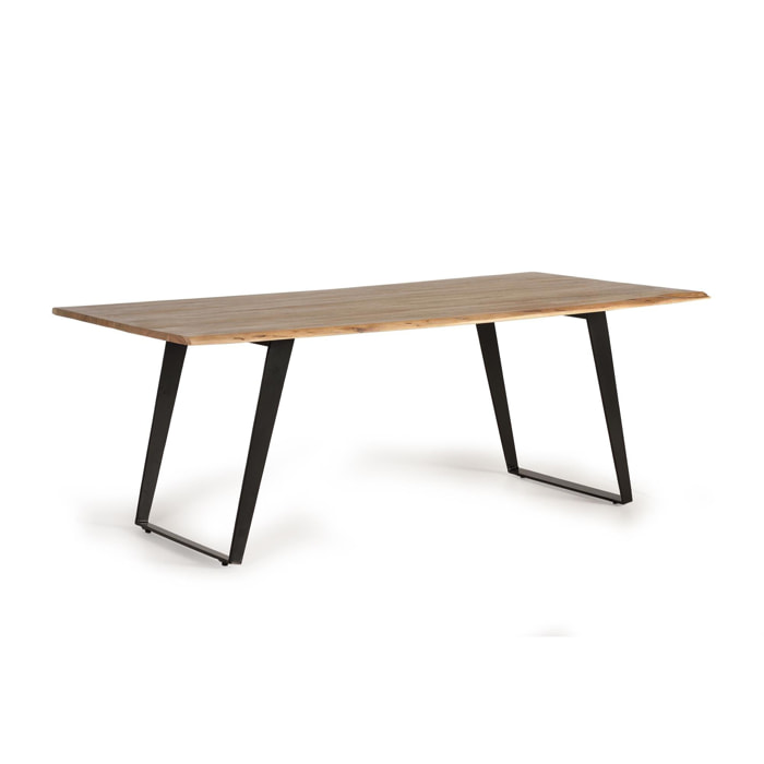 Mesa de comedor - madera de acacia y metal - 205x100x76cm