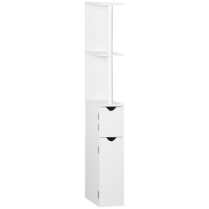 Columna de Baño Mueble de Baño con Puertas y Estantes Abiertos Armario de Baño Estilo Moderno 15,2x29,8x118 cm Blanco