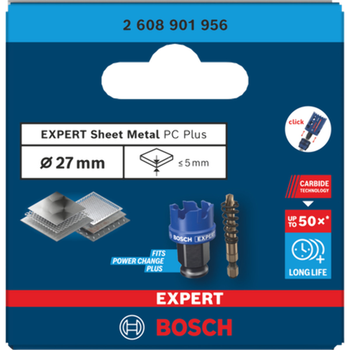 Scie trépan EXPERT Sheet Metal PC Plus Ø.27 - BOSCH - 2608901956
