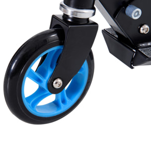 Trottinette pliable enfant 3-6 ans frein à friction arrière hauteur guidon réglable 3 niv. acier noir bleu