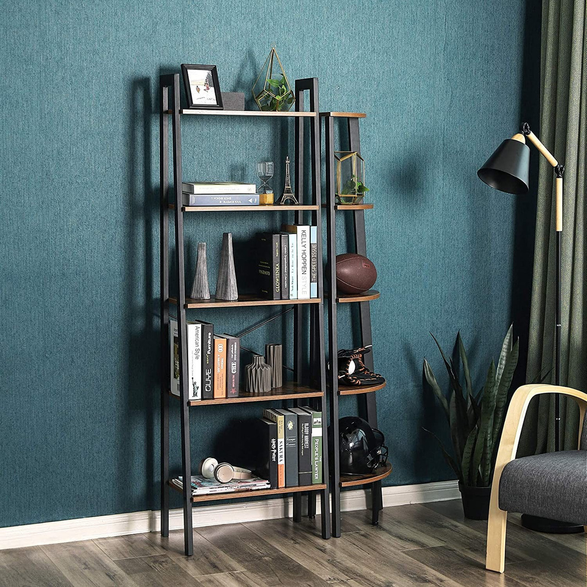 Libreria a Scala Industrial LLS45X in Legno e Metallo