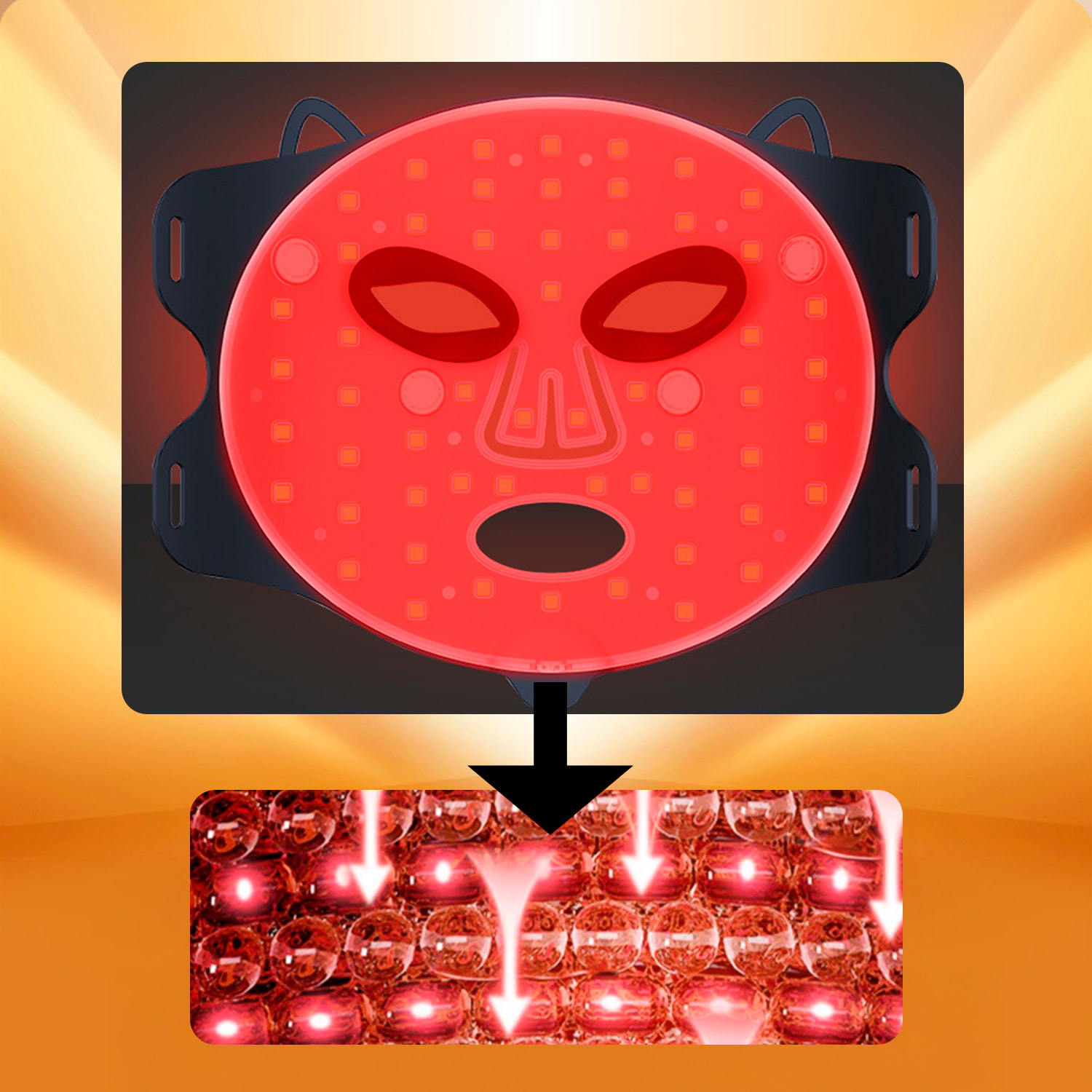Maschera facciale per trattamento a luce LED, ringiovanitore fotonico della pelle a infrarossi. Con 4 modalità d'uso.
