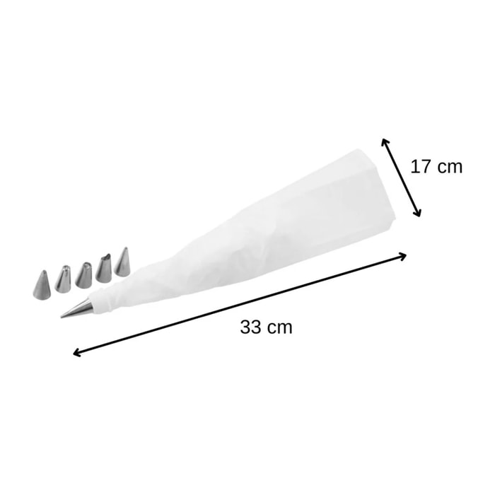 Poche à douille et 6 embouts en inox 33 cm Zenker Smart Pastry