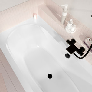 Baignoire rectangulaire duo 170x75x54cm avec dossiers intégrés - Acrylique et ABS blanc brillant