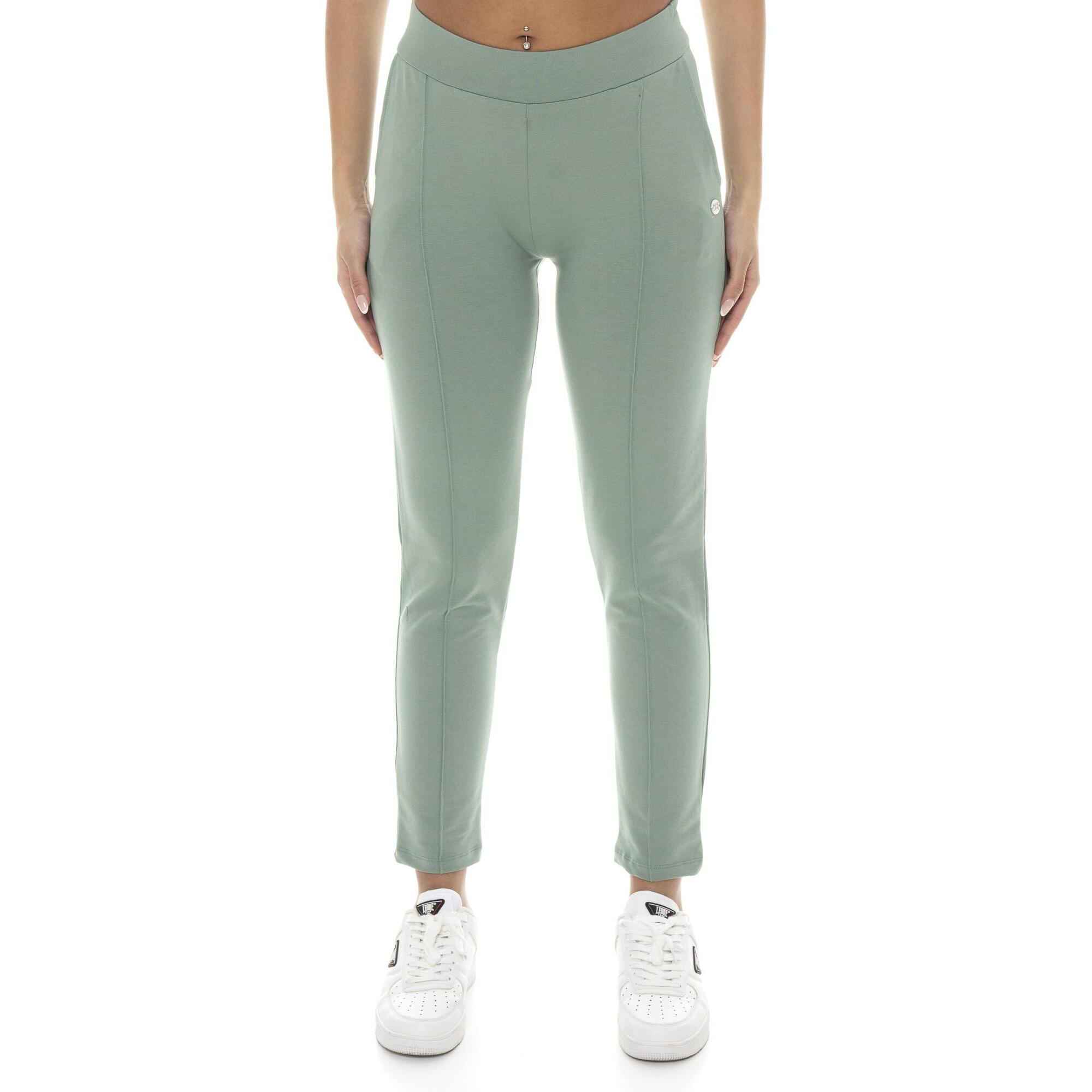 Pantalones plisados ​​de algodón sin forro polar para mujer de Leone Basic