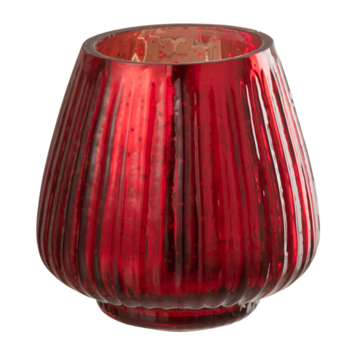 J-Line photophore Cotelé - verre - rouge - 4 pcs