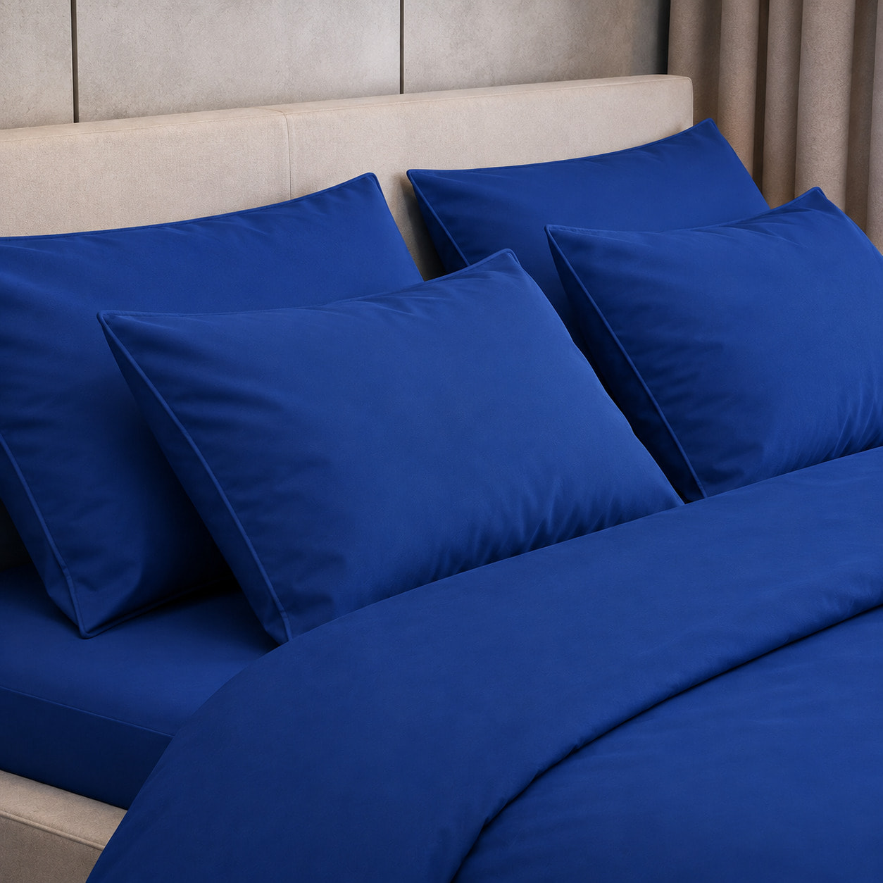 SARTORIALE Completo letto Elegance Tinta Unita in Percalle_Piazza e mezza_Blue Royal
