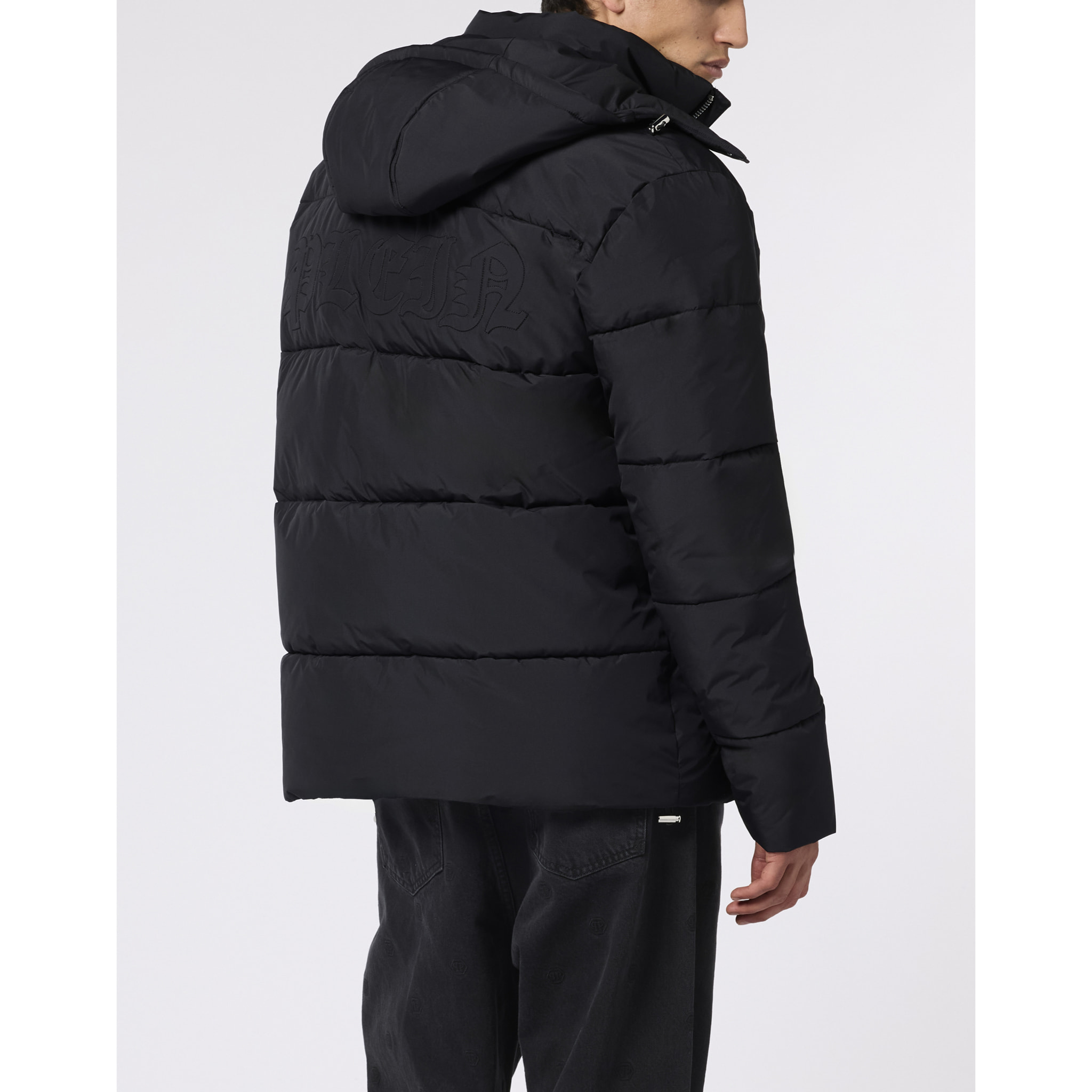 PHILIPP PLEIN Nylon Puffer Jacket Gothic Plein