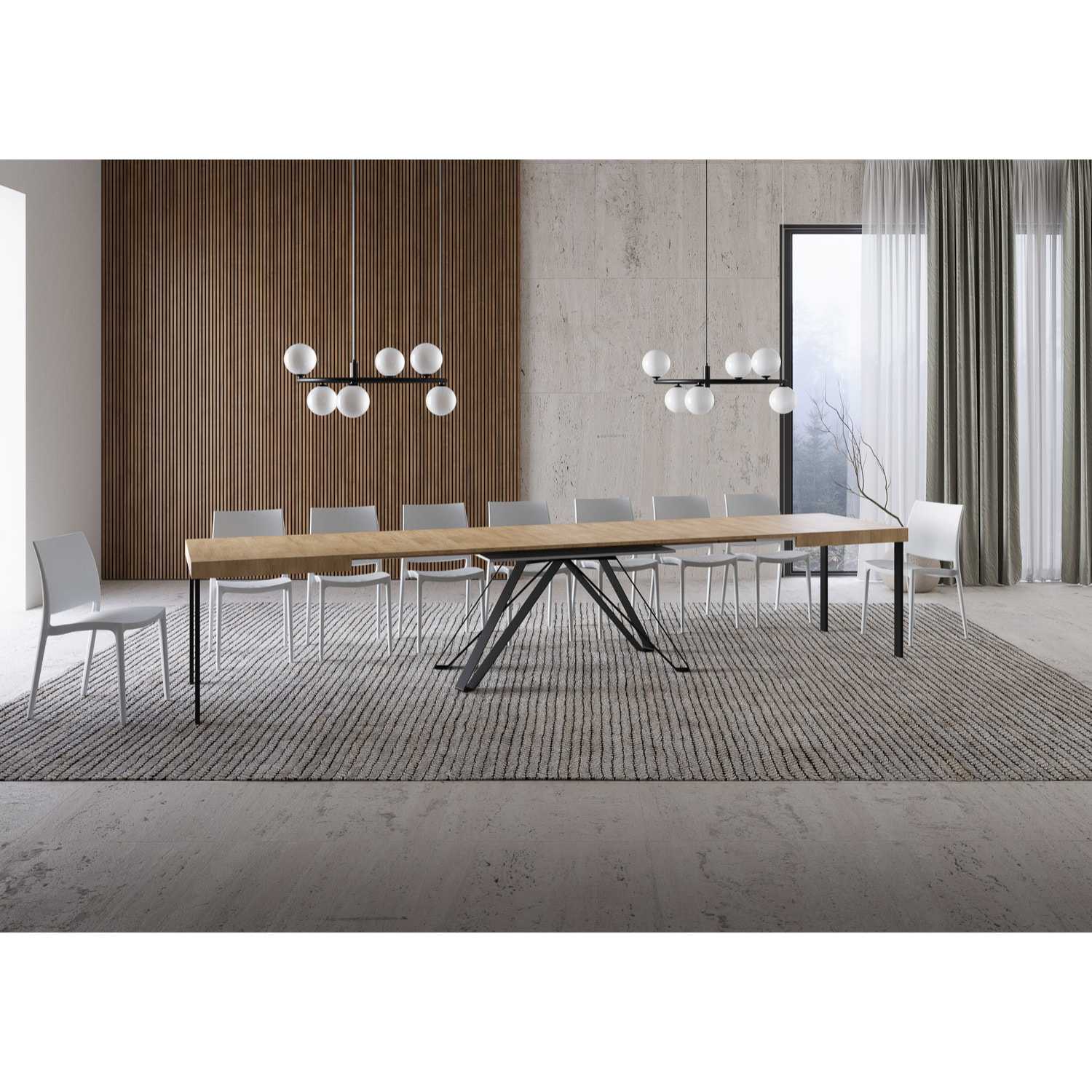 Tavolo allungabile 90x160/420 cm Terium quercia natura gambe antracite