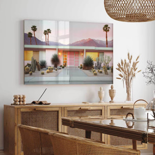 Tableau maison rose à toit plat Tableau plexiglas