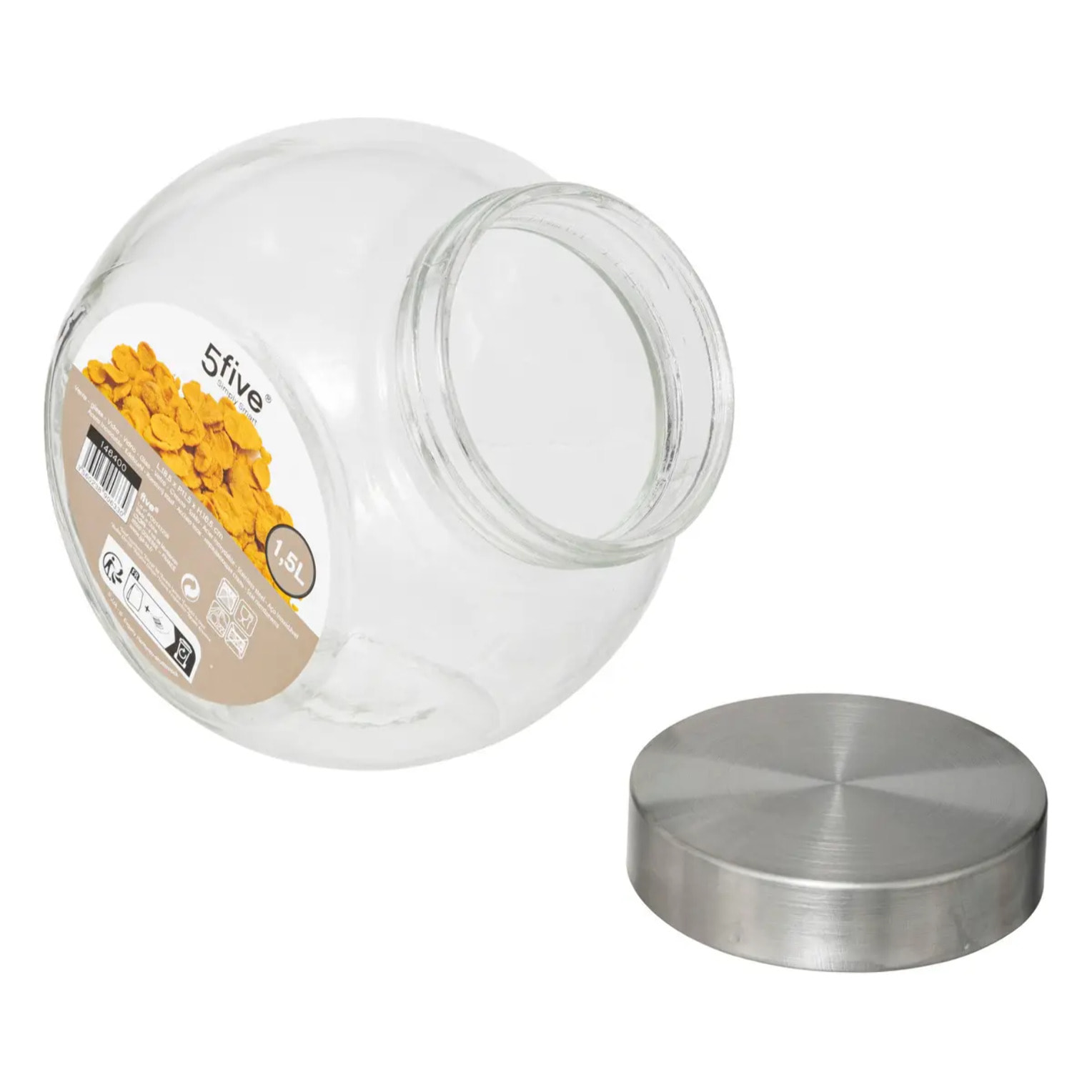 Bocal verre à bonbons couvercle inox 1,5L