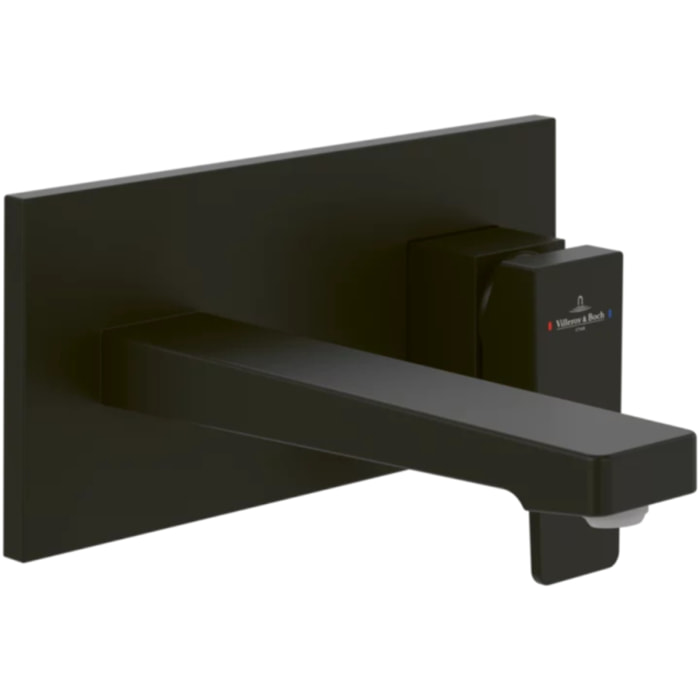Mitigeur lavabo mural Architectura Square avec vidage Push Open Noir mat