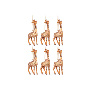 J-Line suspension de Noël Girafe - verre - brun - boîte de 6