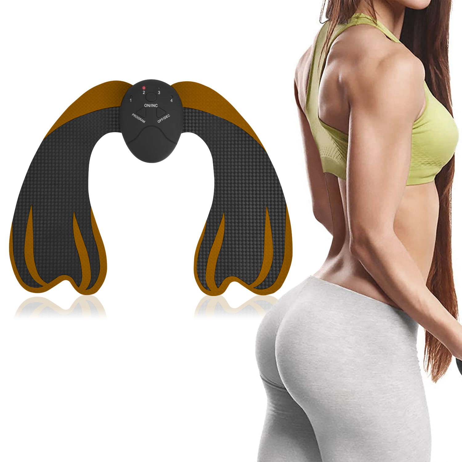 Elettrostimolatore muscolare speciale per glutei. Massaggiatore elettrico, stimolatore tonificante.