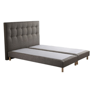 Ensemble sommier tapissier, SYMBIOSE, tête de lit capitonnée camel