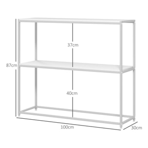 Mesa Consola Recibidor Mesa de Entrada con Estante Abierto y Estructura de Acero Antivuelco para Salón Pasillo 100x30x87 cm Blanco