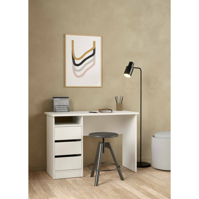 Scrivania Huaning, Scrittoio multiuso, Tavolo per ufficio porta PC, Piano di lavoro, 110x49 h76 cm, Bianco