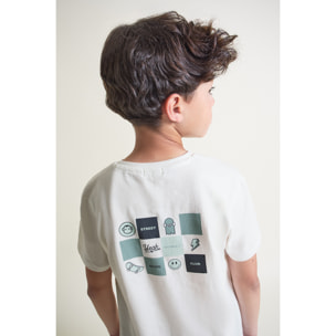 Conjunto Camiseta con Logo Skate Club en el Pecho y Shorts con Bolsillos Parche | Color: Crudo | Street Monkey